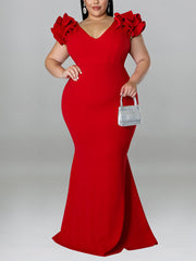 Elegant V Neck Ruffle Sleeve Party Nightclub Dress