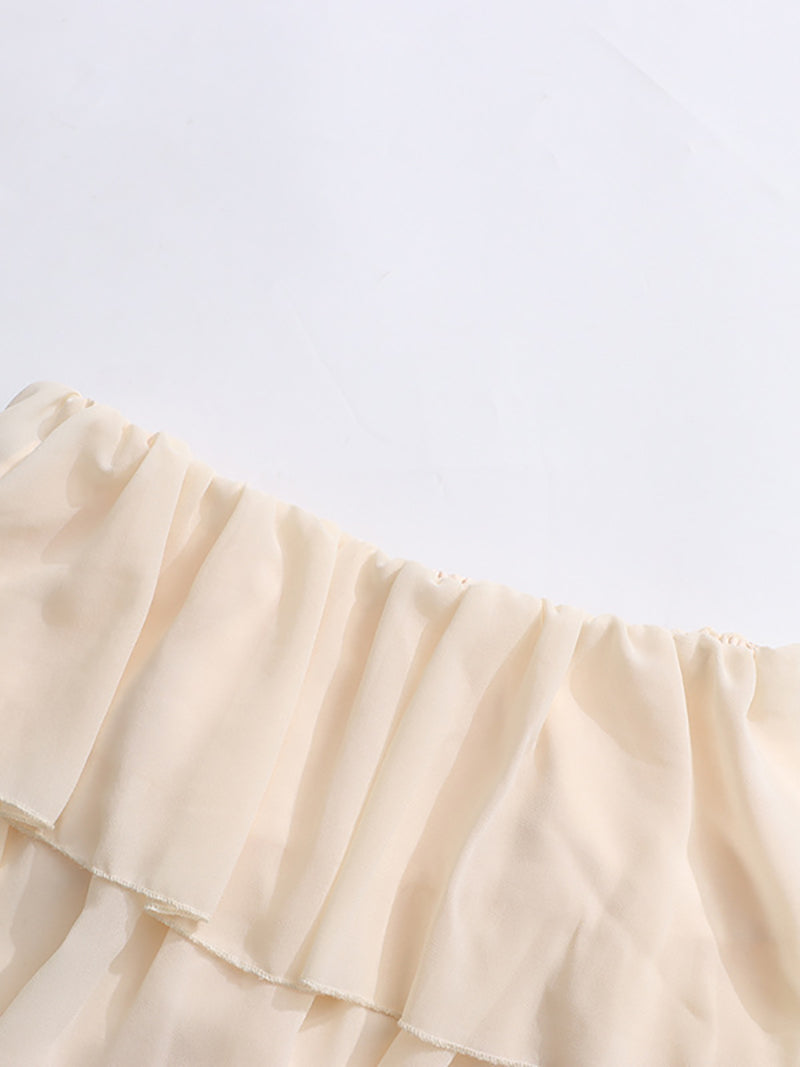 Sexy Ruffle Sheer Mesh Shirt And Mini Skirt Set