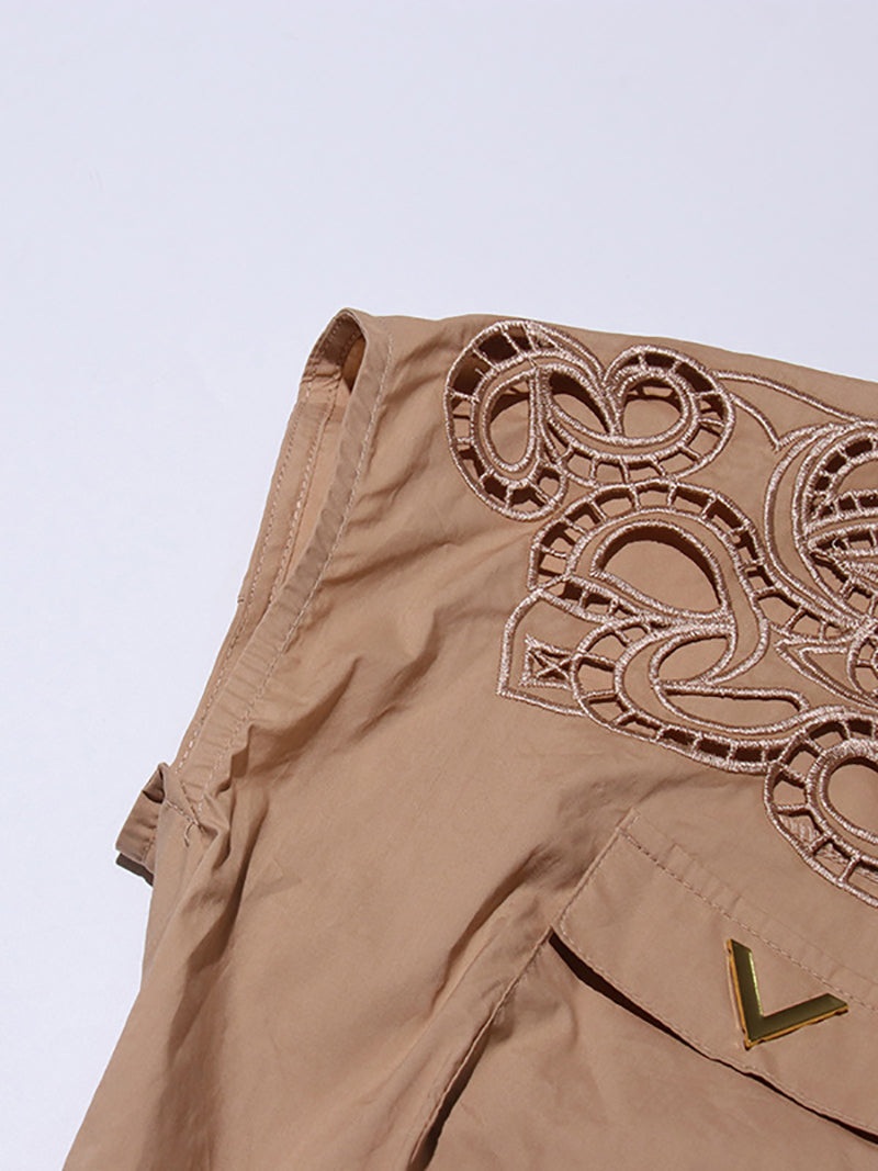 Elegant Embroidered Lapel Top Long Skirt Sets