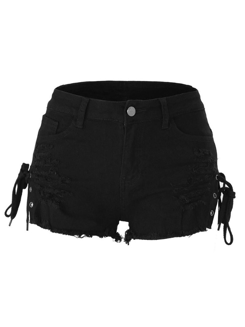 Fashion Low Waist Elastic Denim Shorts