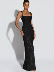 Square Neck Sparkle Maxi Dress