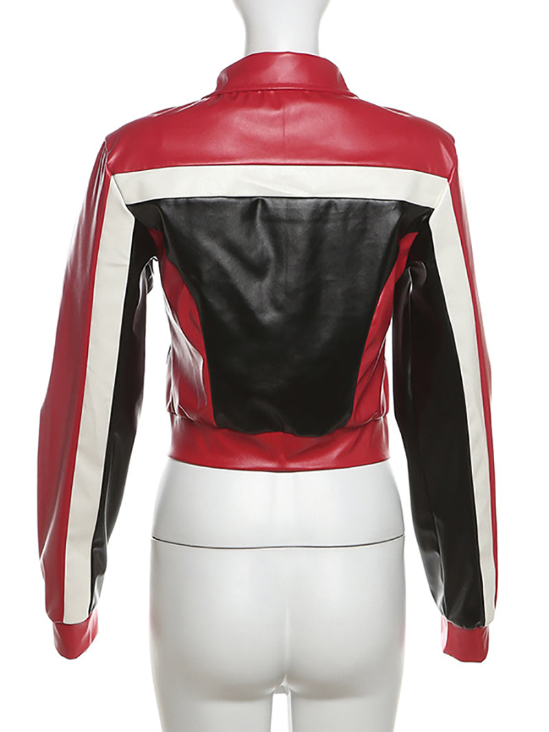 Fashion Sexy PU Long Sleeve Slim Jacket Coat