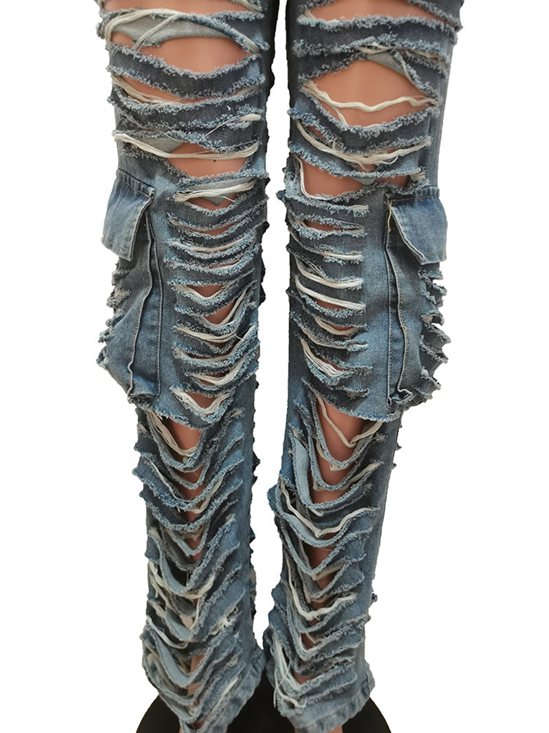 Fashion Ripped Straight Jeans