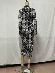 Elegant V Neck Plaid High Waist Slim Dress