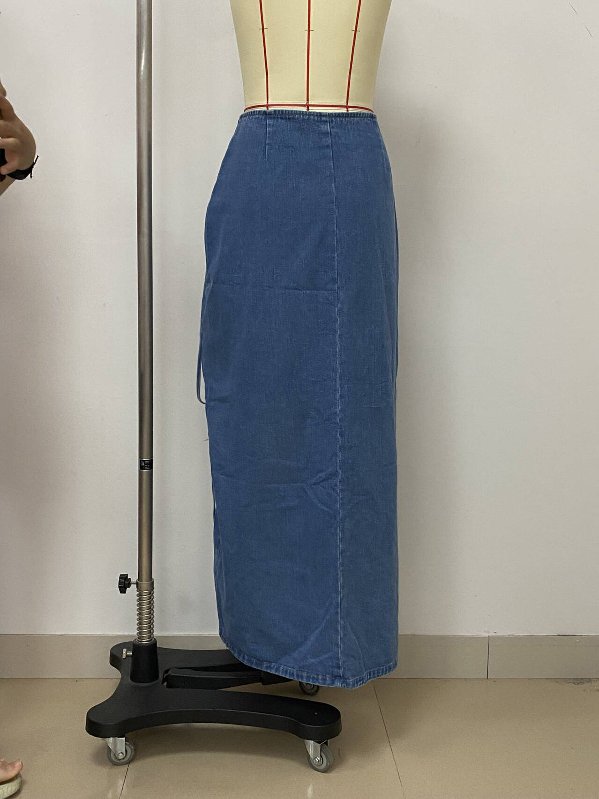 Sexy High Slit Lace-up Irregular Denim Skirt
