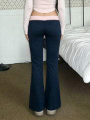 Casual Low-Rise Drawstring Flared Pants