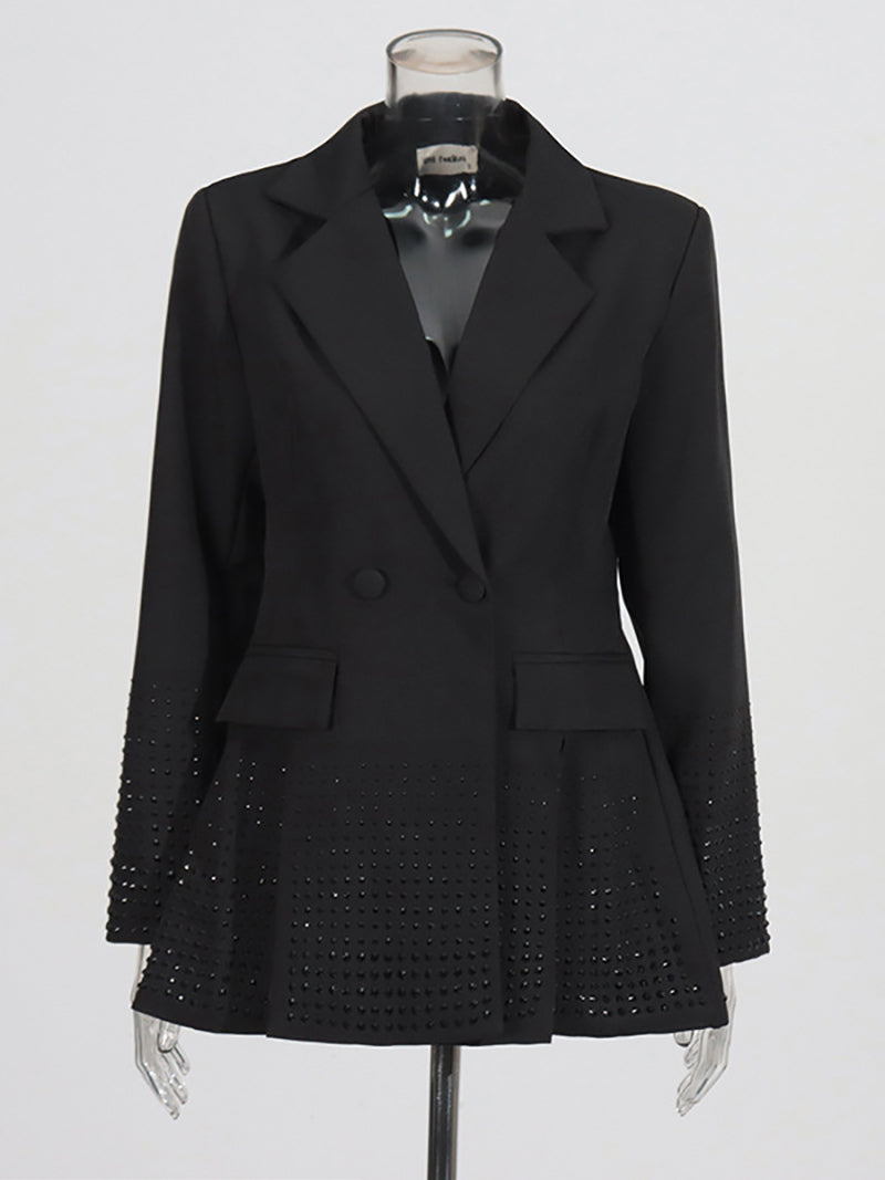 Fashion Rhinestone Split Hem Blazer