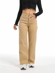 Casual High-Waist Straight-Leg Jeans