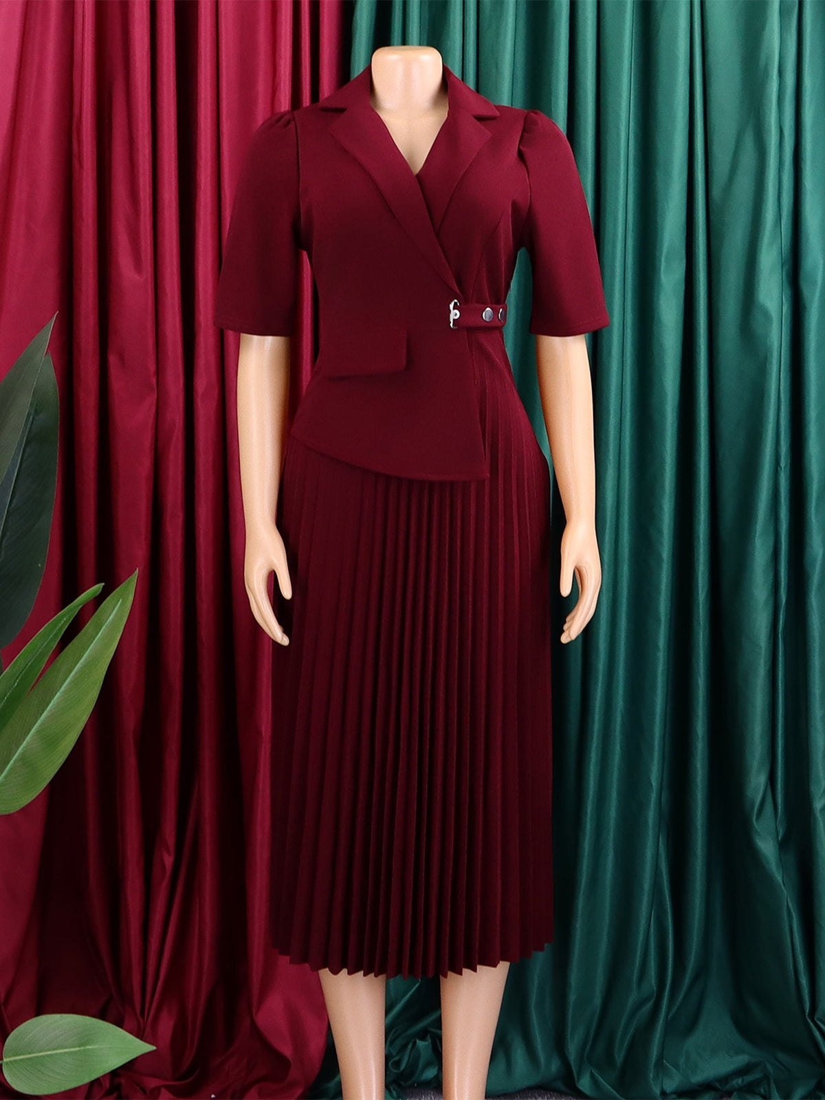 Elegant African Half Sleeve Pleated Slim Midi Dress