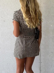 Elegant Plaid Button Up Shirt Dress