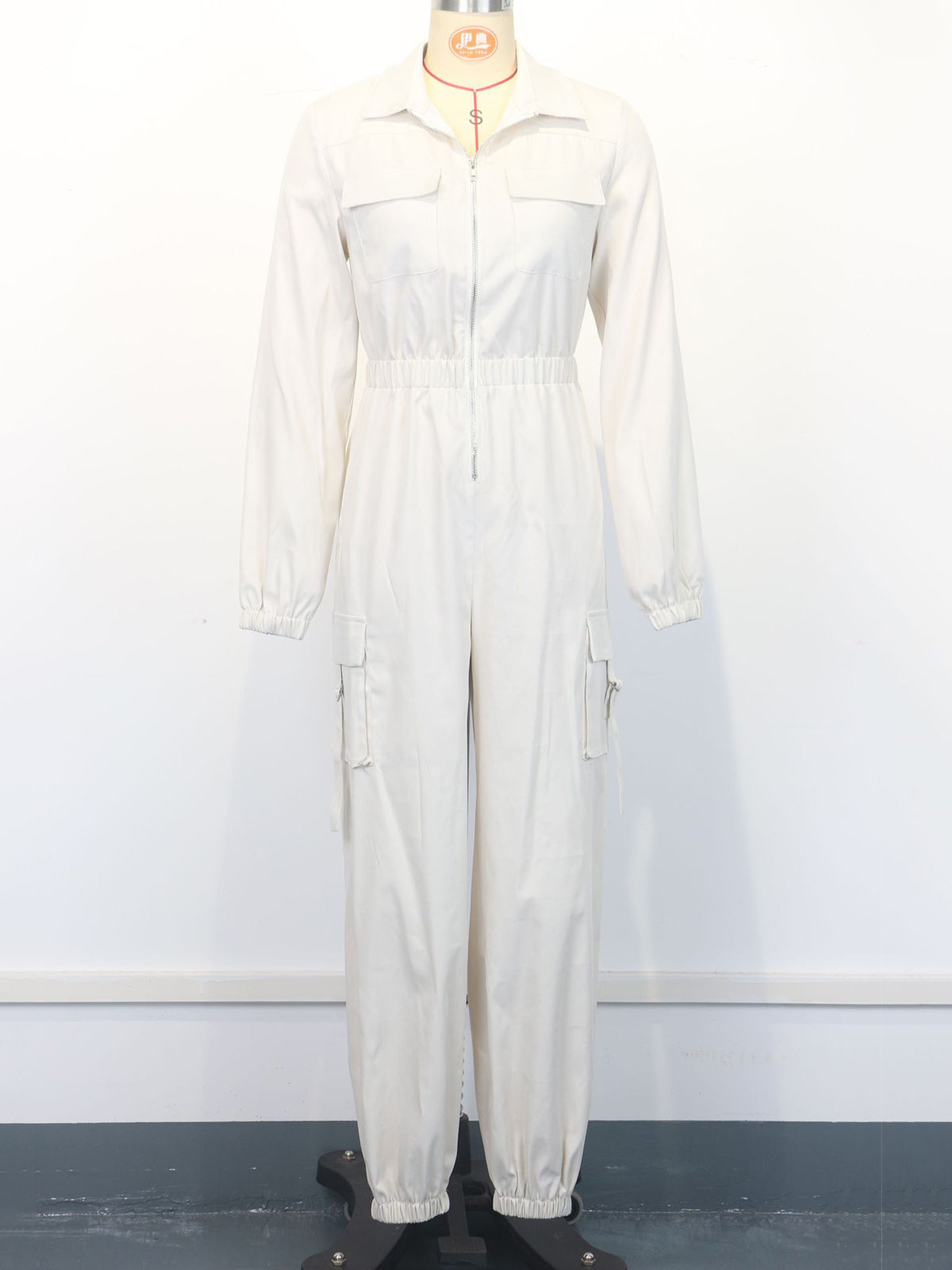 Casual Zipper Long Sleeve Cargo Jumpsuits