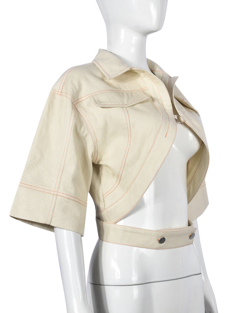 Sexy Short Sleeve Casual Cropped Jacket