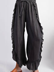 Fashion Bohemian Style Ruffles Wide Leg Jeans