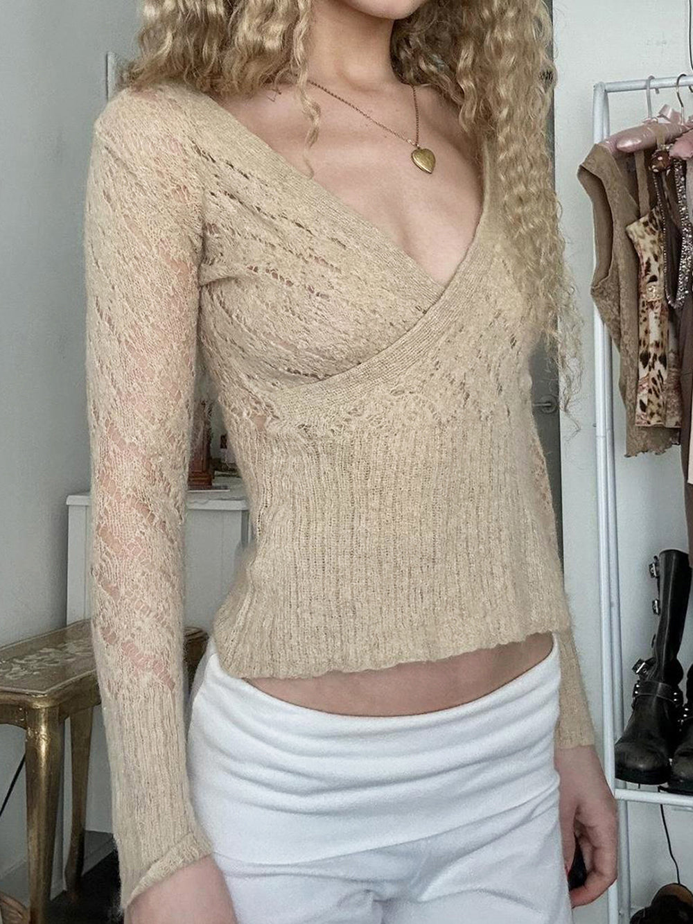 Fashion Cross Slim Knit Sweater