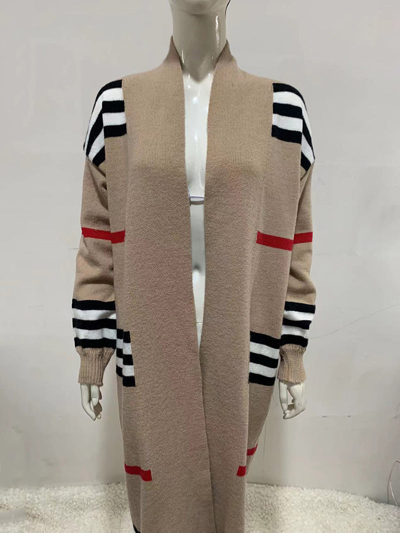 Casual Long Sleeve streak Knit Cardigan