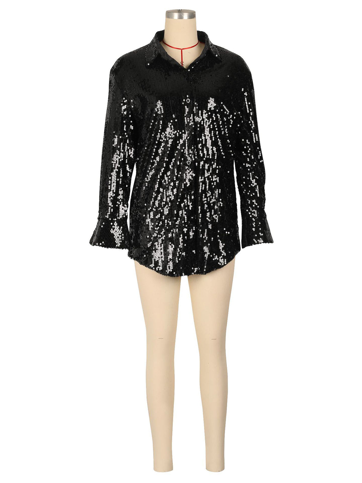 Casual Button Up Sequin Shirt Jacket