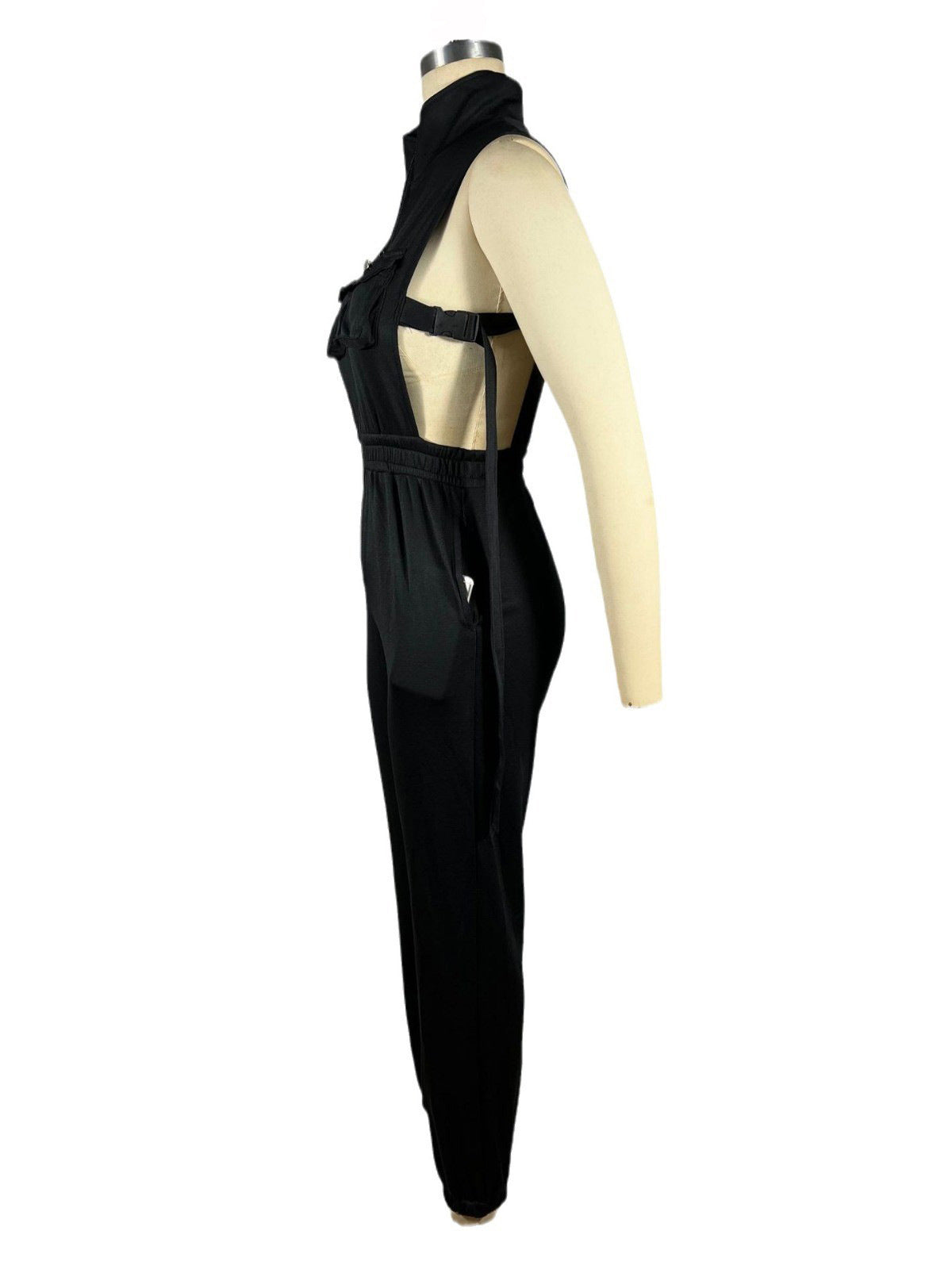 Casual Solid Flap Pocket Cargo Jumpsuit