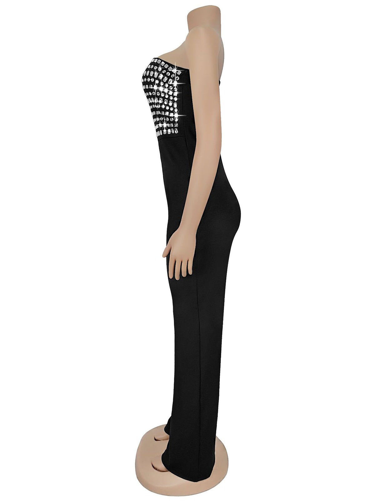 Fashion Rhinestone Slim Strapless Jumpsuit