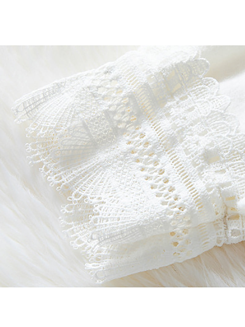 Elegant Lace Patchwork V-Neck Long Sleeve Sweater