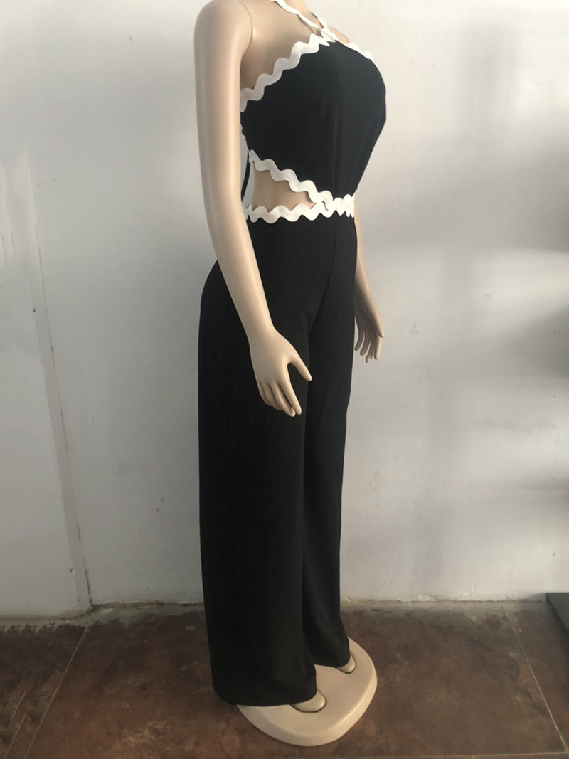 Fashion Backless Lace-up Wide Leg Jumpsuit