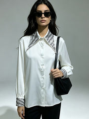 Rhinestone Collar Long Sleeve Blouse-boutique