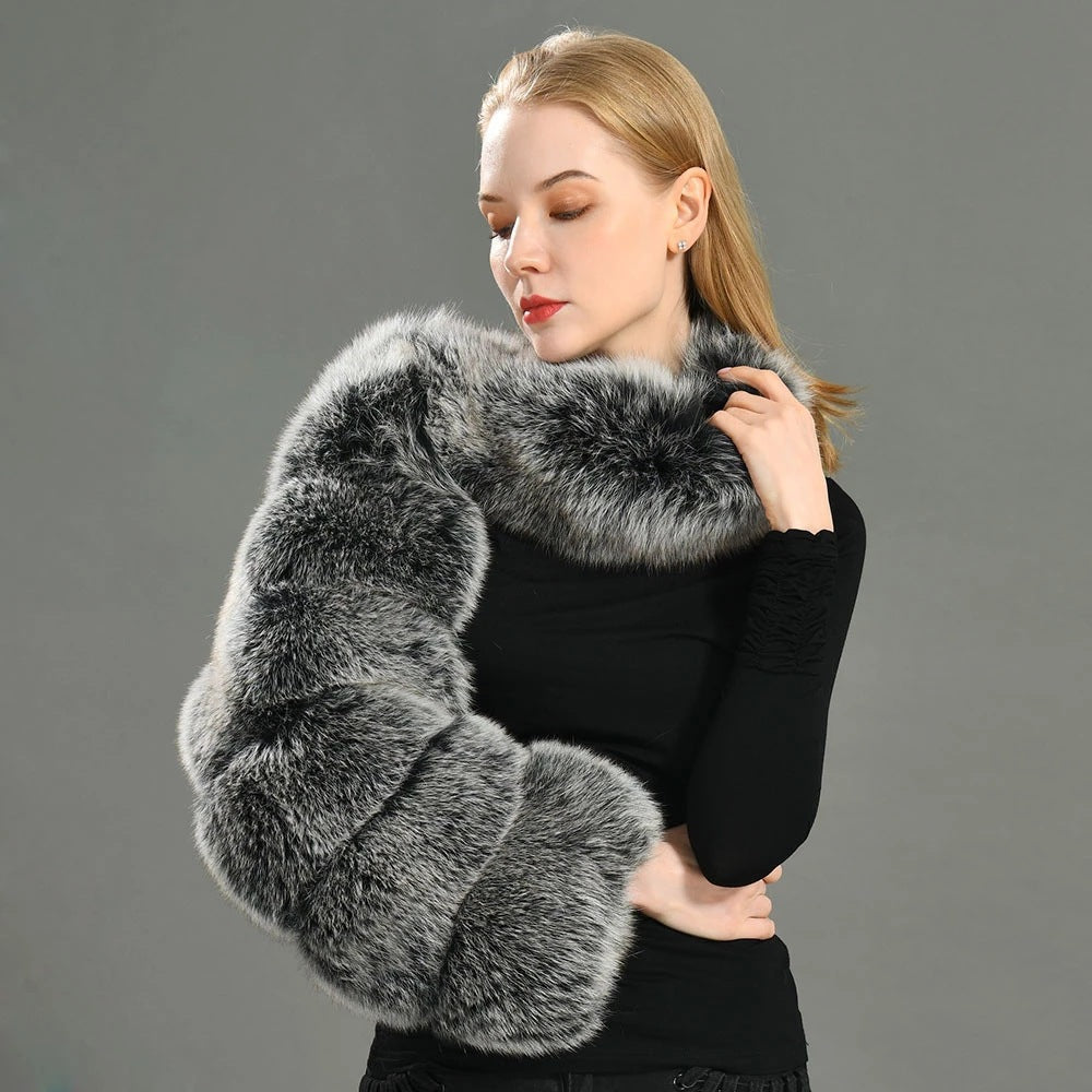 Fashion Faux Fox Fur Shawl Coat