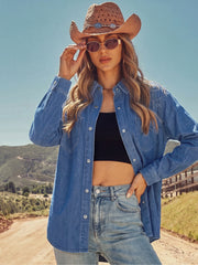 Oversized Washed Denim Shirt Jacket