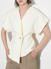 Asymmetric V Neck Tailored Vest