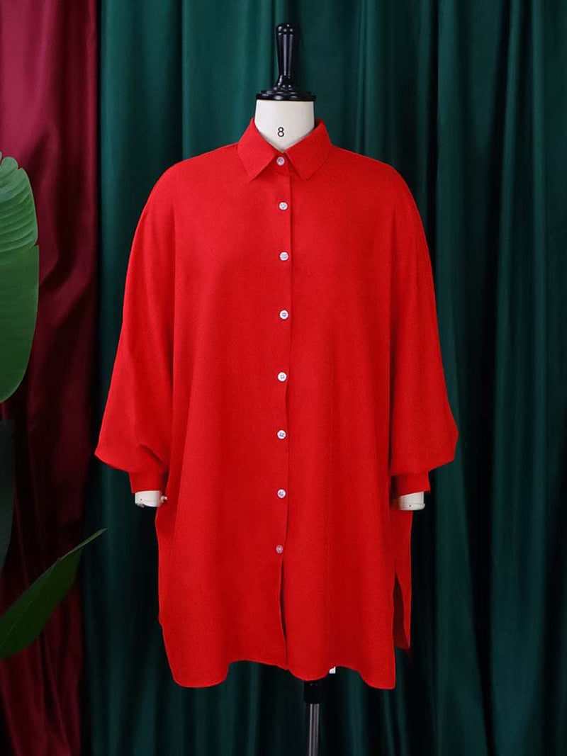 Elegant Bubble Sleeves Loose Shirt Dress