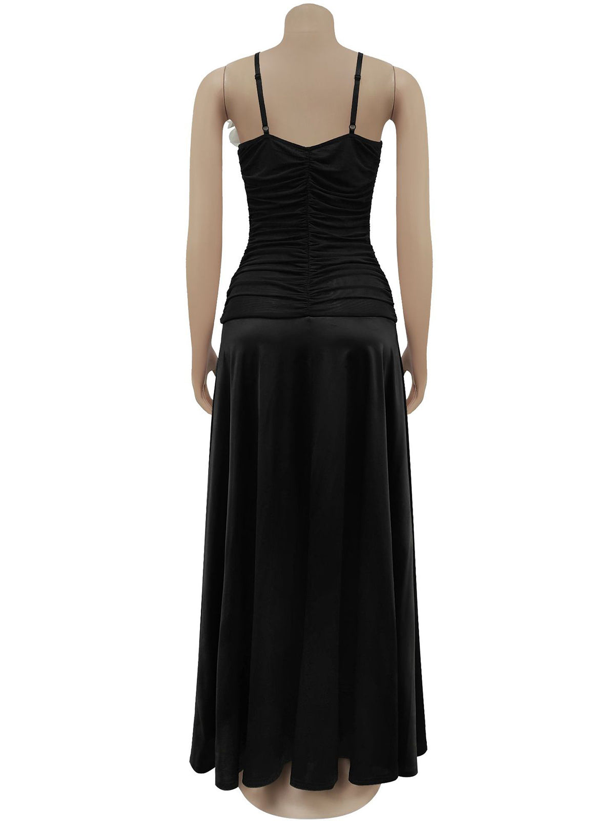 Sexy Flower Decor V Neck Sleeveless Slim Maxi Dress