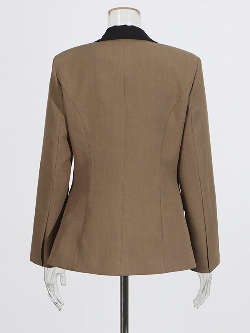 Fashion Contrast Color Structured Slim Blazer