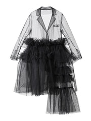 Fashion Irregular See through Tulle Tiered Dress