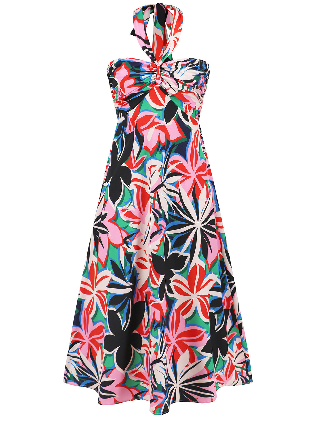 Sexy Halter Print Off Shoulder Midi Dress