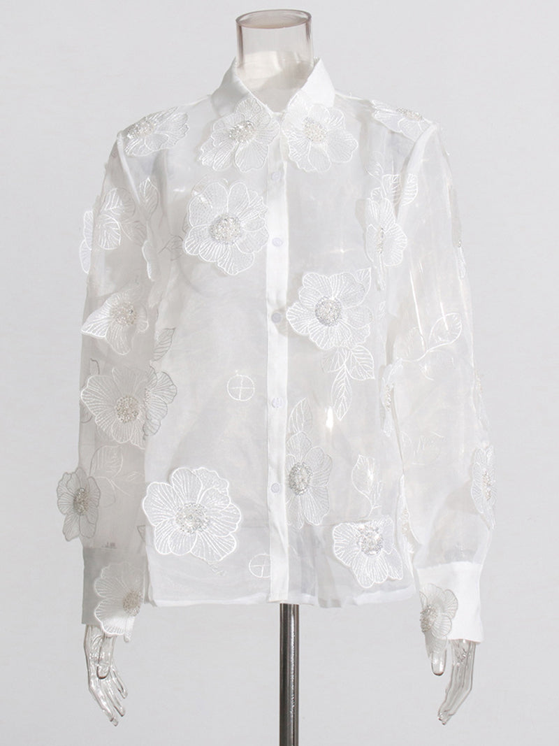 Fashion Embroider See through Shirt