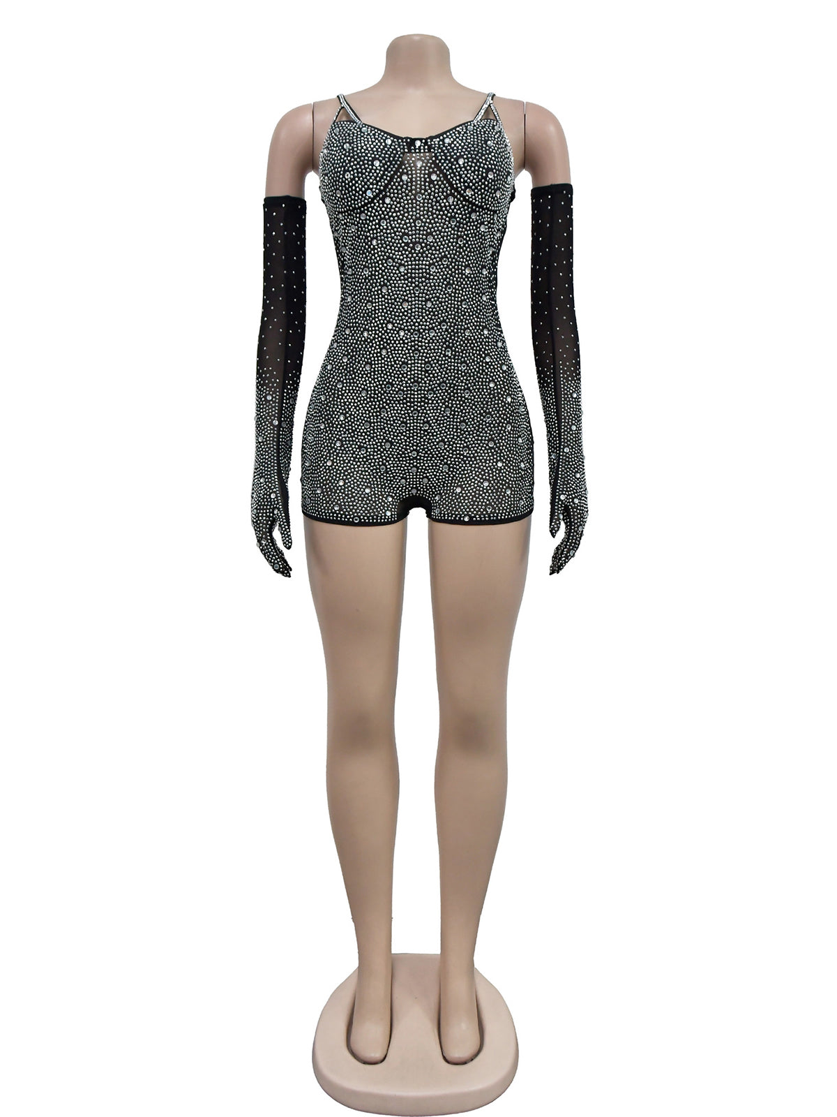 Glitter Rhinestone Bodycon Rompers