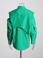 Asymmetric Patchwork Button Up Shirt