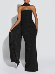 Sparkle Strapless Shawl Bodycon Maxi Dress
