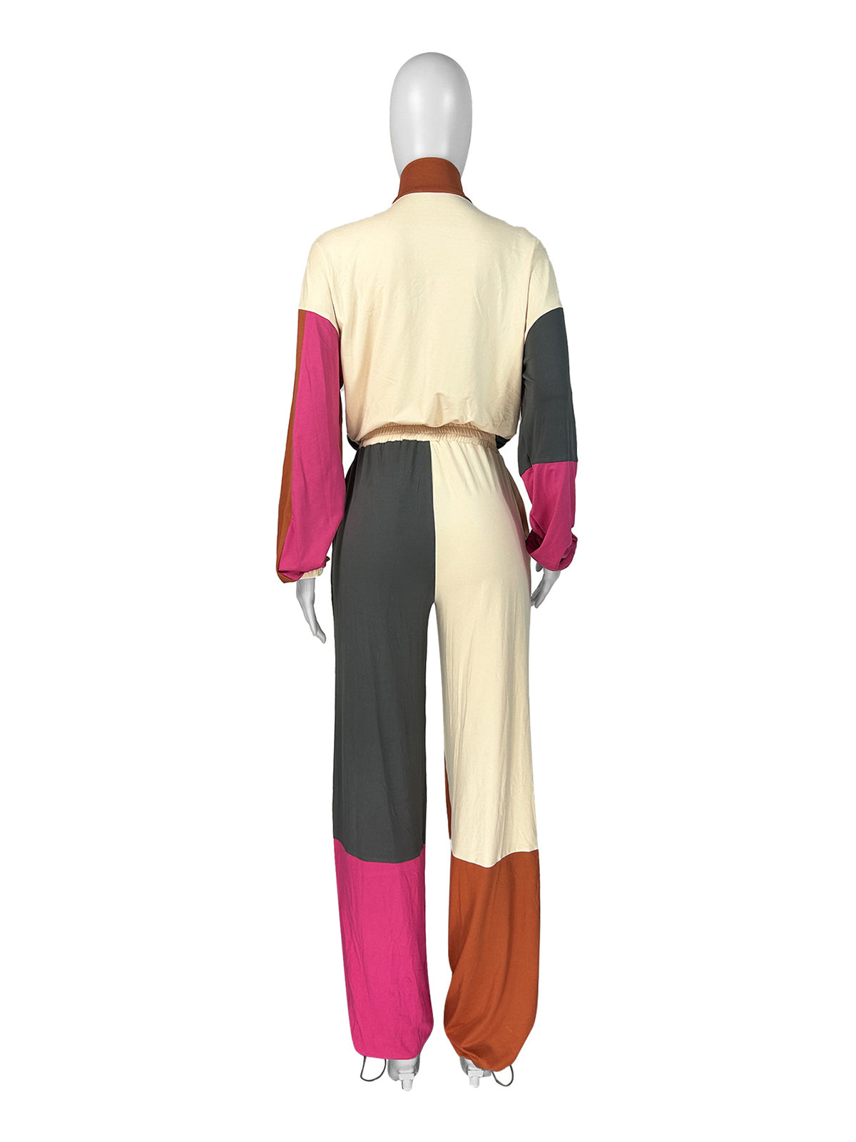 Casual Color Block Patchwork Top And Pants Sets