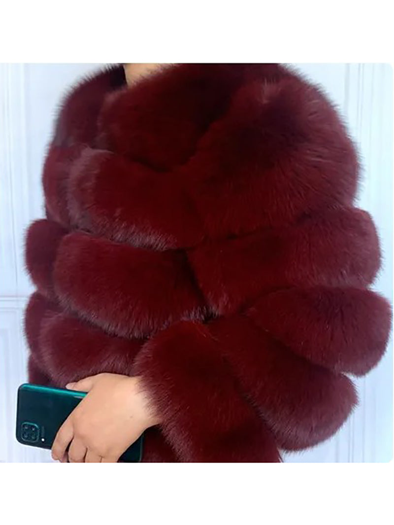 Classy Cropped Faux Fur Warm Jacket Coat