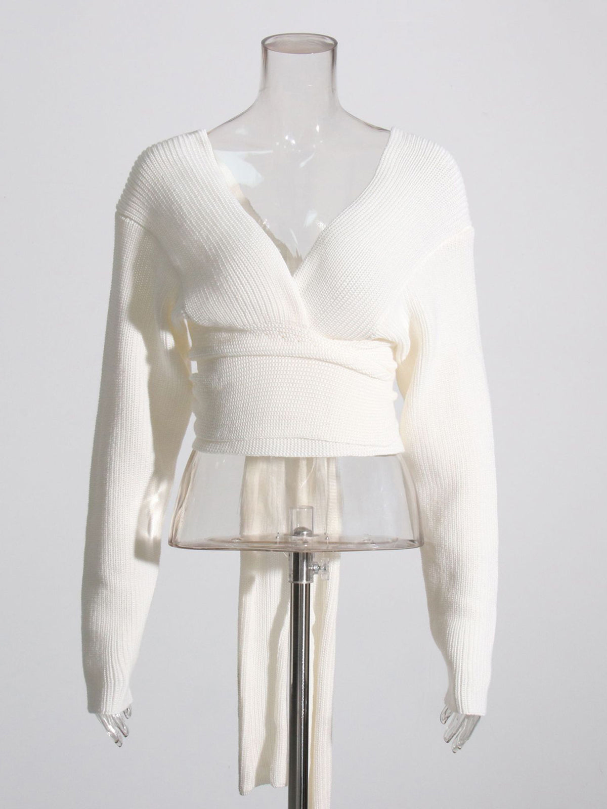 Elegant V Neck Backless Cinched Waist Sweatshirt