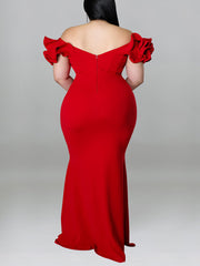 Elegant V Neck Ruffle Sleeve Party Nightclub Dress