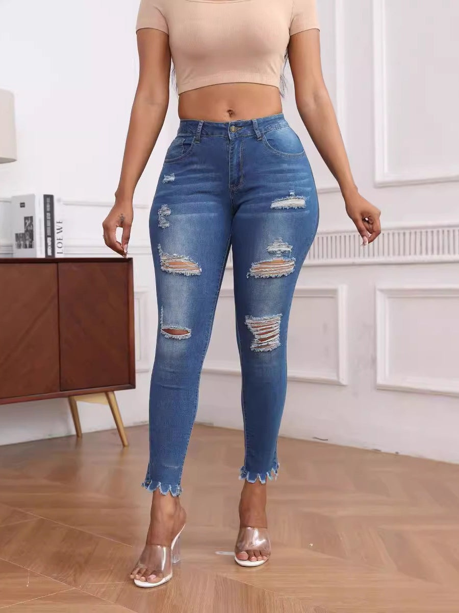 Fashion Slim-Fit Ripped Jeans Pencil Pants