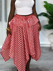 Asymmetric Elastic Waist Maxi Skirt