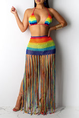 Rainbow Crochet Tassel Beach 2 Piece Set