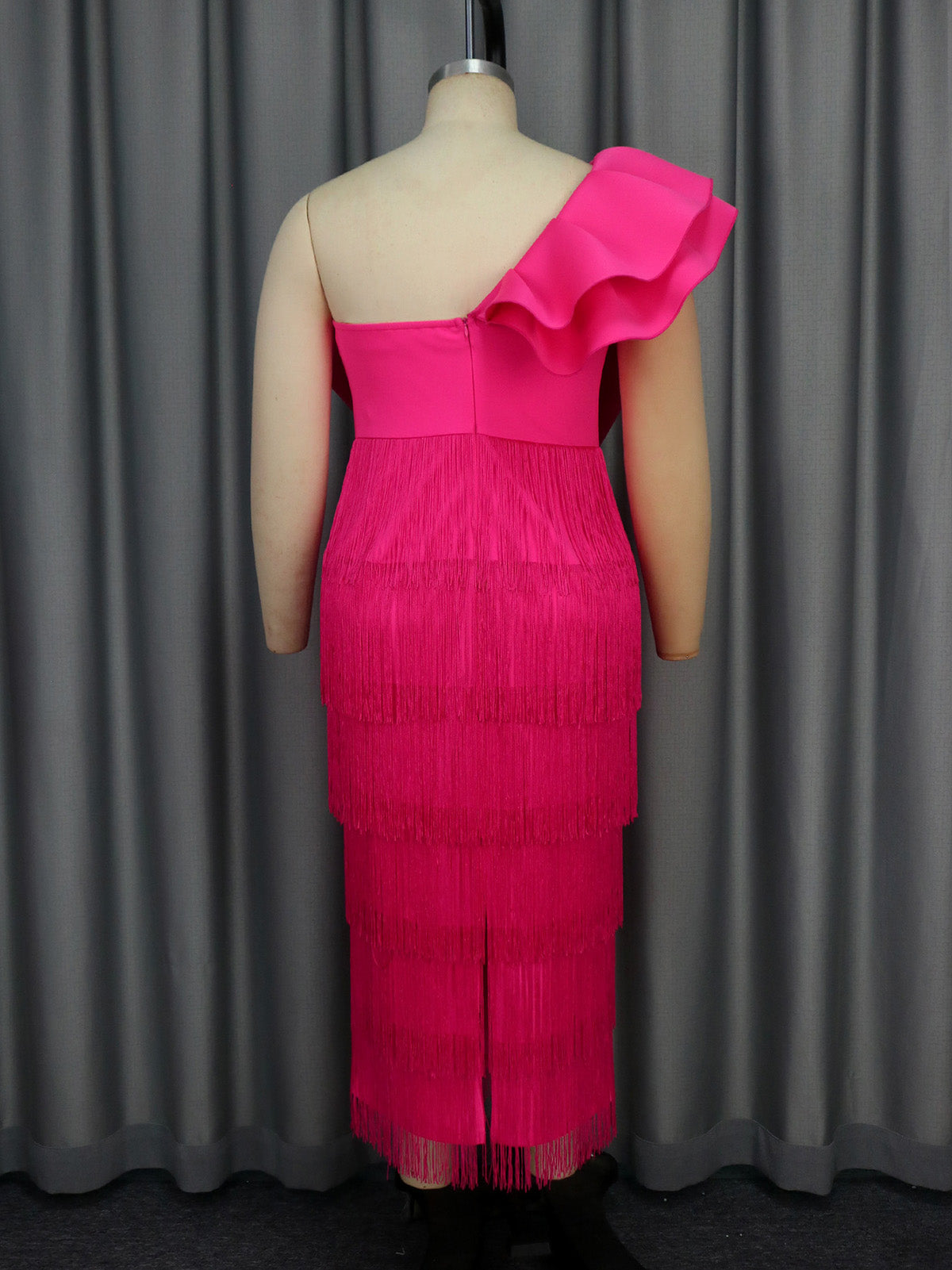 Elegant One Shoulder Bow Backless Slim Fit Fringe Dress