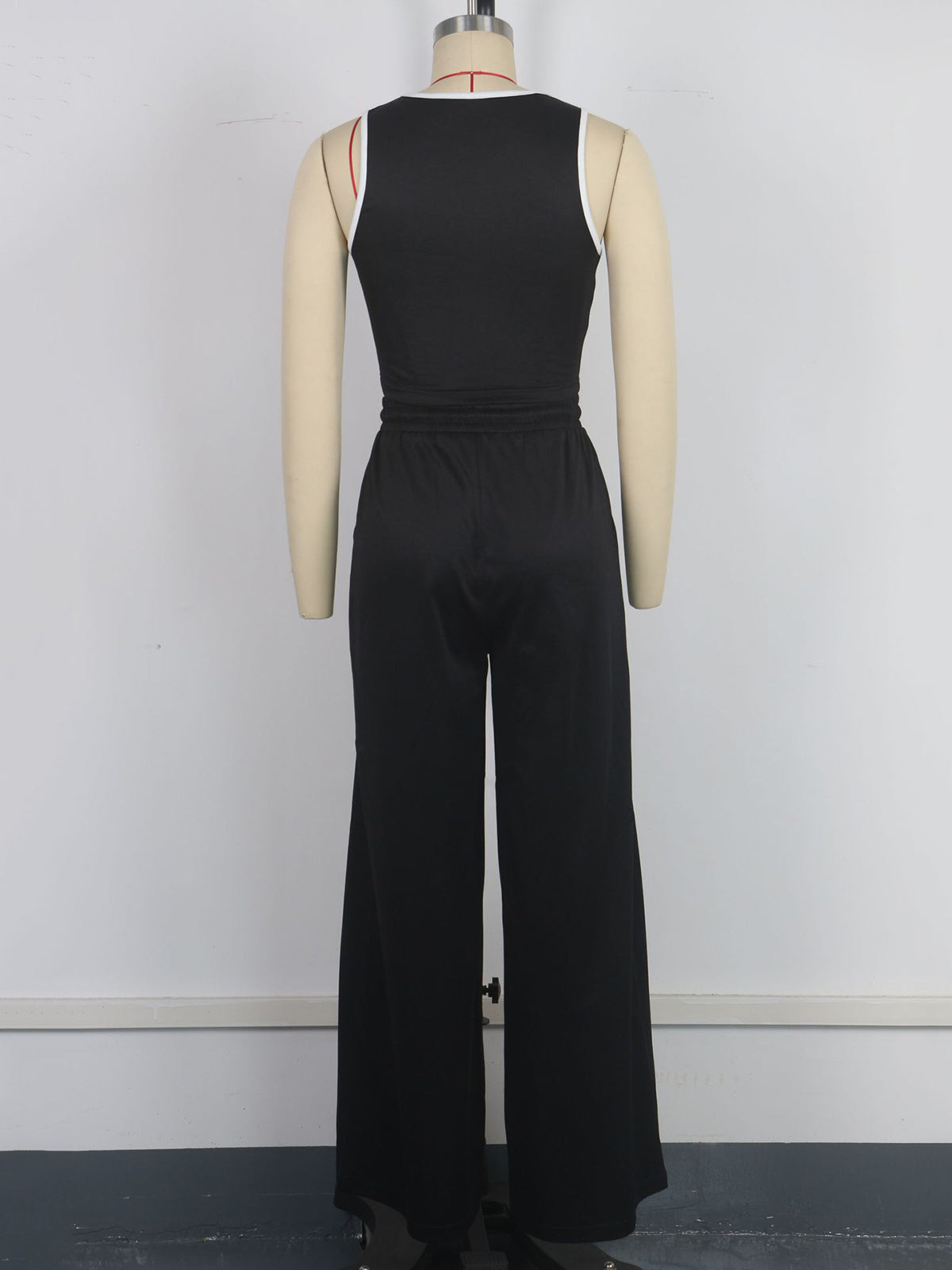 Fashion Crop Vest Elastic Waist Wide Leg Pants Sets