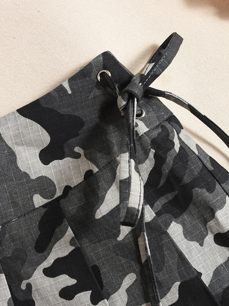 Sexy Camouflage Low Waist Pleated Short Skirt