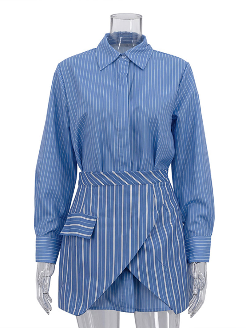 Fashion Loose Shirt Short Skirt Casual Two Piece Set