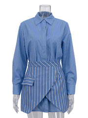 Fashion Loose Shirt Short Skirt Casual Two Piece Set