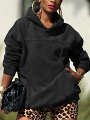 Fashion Loose Denim Pullover Hoodie